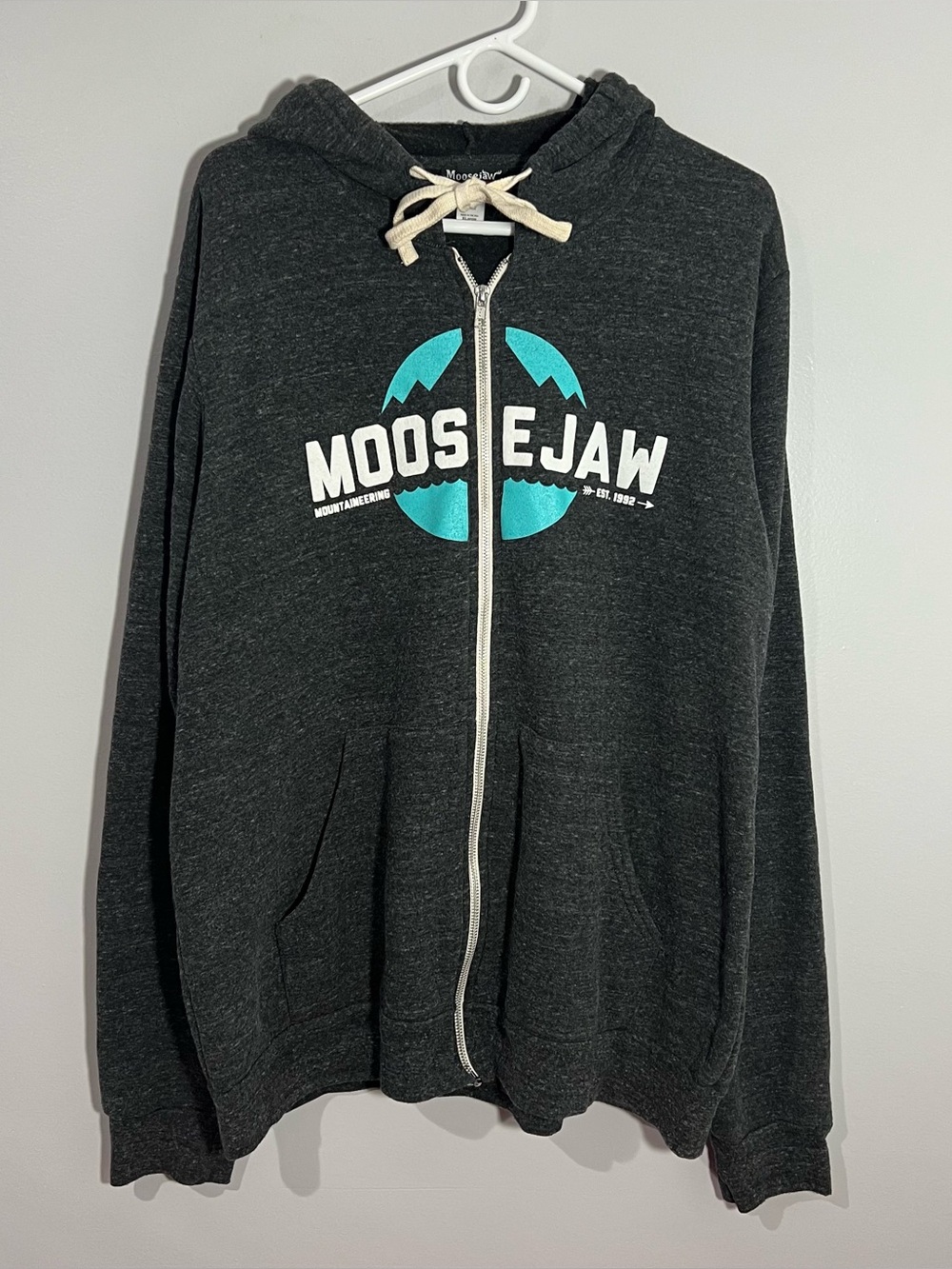 Vintage Moosejaw Mountaineering Gray Full Zip Sweatshirt Hoodie Jacket Mens XL